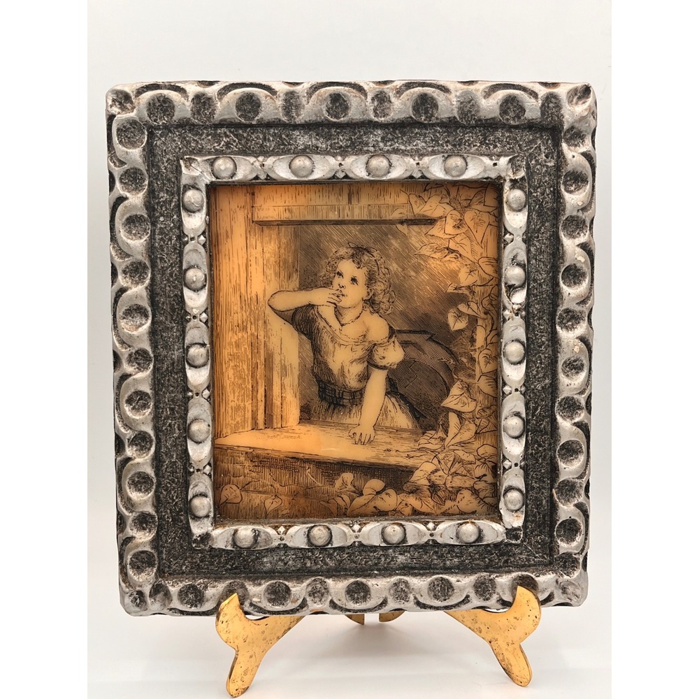 Vintage Artini arts Inc Framed
Engraving Girl In Window